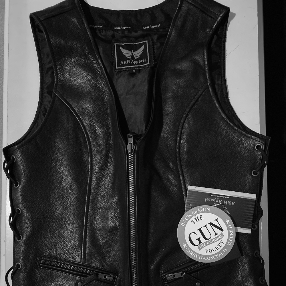 Black Genuine Leather Vest